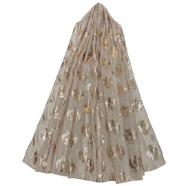 GFM® Scottish Thistle Flower Metallic Foil Print Scarf - Spring Summer - Beige - (FS-18B-F-ST-TR)