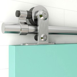 TSMST 4FT Sliding Barn Door Hardware Kit, Top Mount Stainless Steel Heavy Duty Sturdy Barn Door Track for Single Wood Door, Slide Smoothly Quietly (T Style)