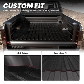 LASFIT Truck Bed Mat Fit for Honda Ridgeline 2025 2024 2023 2022 2021 2020 2019 2018 2017 5.3FT (64.0 in) Bed Mat,Heavy Duty TPE All Weather Custom Fit Truck Cargo Bed Liner, Black