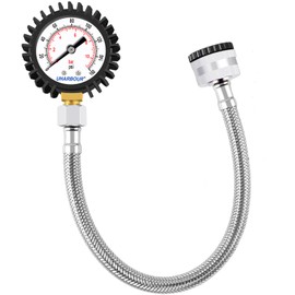 Uharbour Pressure Gauge Water Pressure Gauge 0-11 Bar with 160 Psi Dual Scale 3/4BSP to 1/2BSP, Button Mount, Water Pressure Gauge with Rubber Protection, Durable Brass Thread