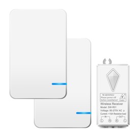 GREENCYCLE 2 PK Mini Size 1-Way Wireless Light Switch and 1 PK Remote Receiver Kit -Outdoor 1900 ft Indoors 229 ft - Remote Control Ceiling Lamp LED Bulb - IP54 Waterproof