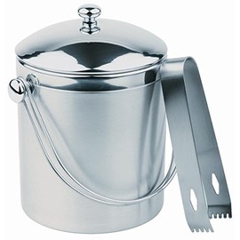APS Ice Bucket Set with Tongs, Stainless Steel, Silver, 9 x 12 x 16 cm