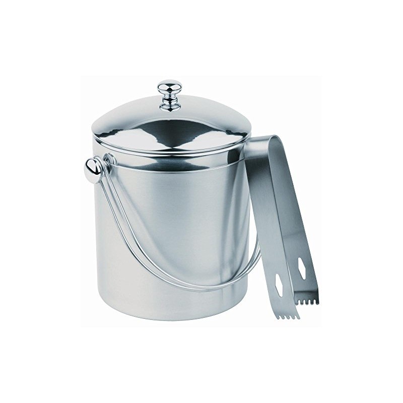 APS Ice Bucket Set with Tongs, Stainless Steel, Silver, 9