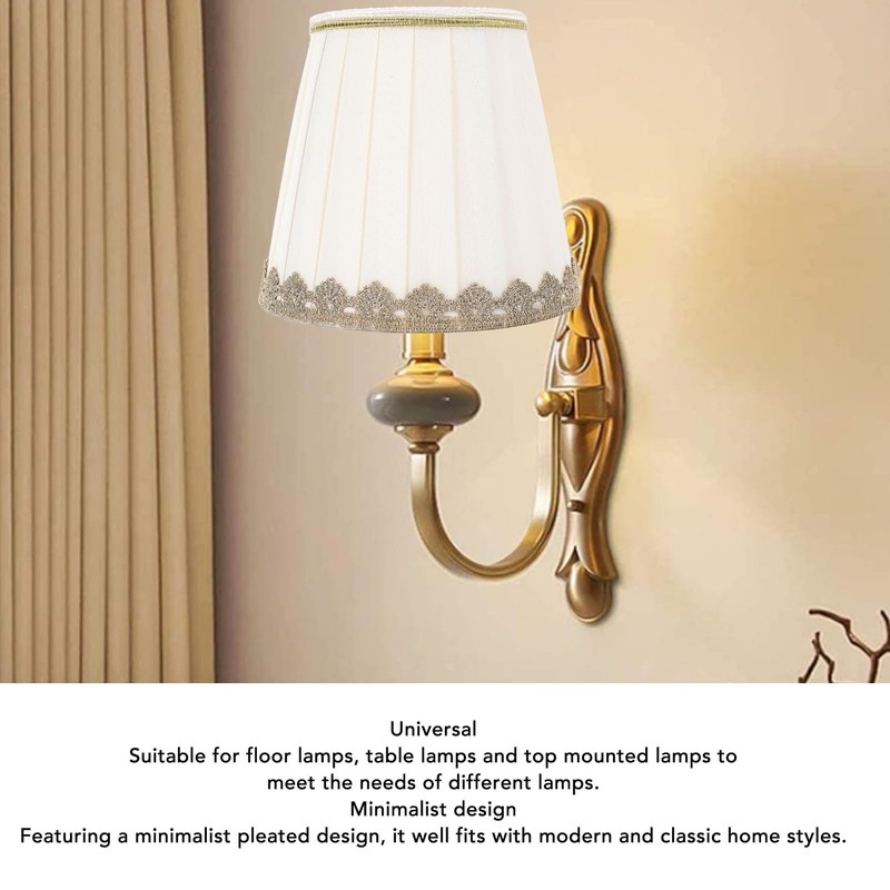 SENECESLI Table Lamp Shade, 6Pcs Universal Minimalist, White/Beige, Fabric, Clip-On,