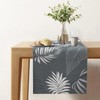 Alishomtll Grey Linen Table Runner Tropical Leaves Table Runner Rectangular