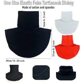 3 Pieces Black White Red Womens Mock Turtleneck Dickies Fake Collar Faux Turtleneck Blouse Dickey Half Shirts