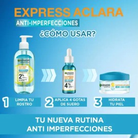 Kit Anti Imperfecciones Express Aclara Garnier Limpiador Facial  Sérum Facial  Crema Hidratante Matificante                                           
