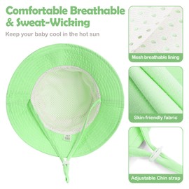 LACOFIA Toddler Baby Sun Hat Unisex Kids Summer Hat for Beach Swimming Pool Wide Brim / Quick Drying, A-light green