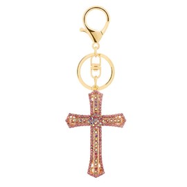 Cross Keychain for Women, Cute Holy Cross Keychain for Girls, Christian Cross Keyring, Funny Cross Keychain, Punk Jesus Cross Amulet Keychain, gold