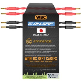 WORLDS BEST CABLES 4 Units - 8 Inch - Canare 4S11 – Audiophile Grade - 11AWG - HiFi Speaker Jumper Cable Terminated with Gold Banana Connectors