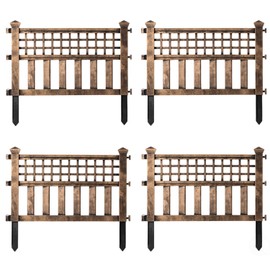 Plastic Outdoor Decor Garden Flower Edger Fence, Border, Set of 4 Panels, Bronze