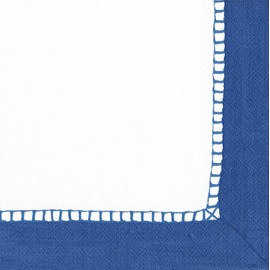 Entertaining with Caspari Cocktail Napkin, Linen Marine Blue, Box of 40