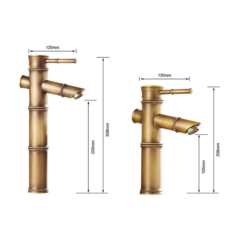 RAEZWJTDC Bathroom Basin Faucet Antique Brass Bamboo Shape Faucet Bronze