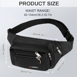 Aucuu Bum Bag, Waterproof Waist Pack, Waist Fanny Pack with Multi Pockets, Adjustable Sports Fanny Pack, Large Crossbody Chest Bag for Men Women for Travel Hiking Camping Cycling Daily Use