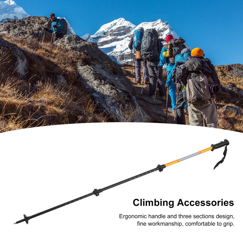 Three Sections Aluminum Alloy Alpenstock Corrosion Resistance Telescopic Trekking PoleGold