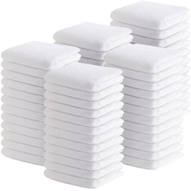 Buryeah 100 Pieces Cotton Washcloths 100% Ring Spun Cotton Wash Cloths Bulk Absorbent and Soft Feel White Towels for Bathroom, Spa, Gym and Face Cleaning (12 x 12 Inches)