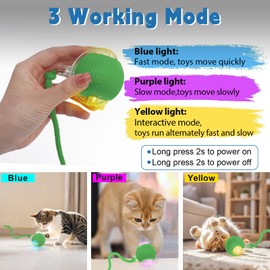 Interactive cat Toys for Indoor Cats, Speedy Tail 3.0 Cat Toy, Motion Activate cat Toy Ball，Automatic Toys for Bored Indoor Cats, Speedy Tail 2.0 Cat Toy, Rechargeabl(Green)