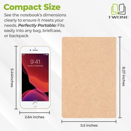 TWONE Travel Journal, 6 Pack Notebook Journal for Travelers Work School Writing Note Taking Kraft Brown Soft Cover A5 Notebooks 5.5” x 8.3”, 60 Blank Pages, 30 Sheets