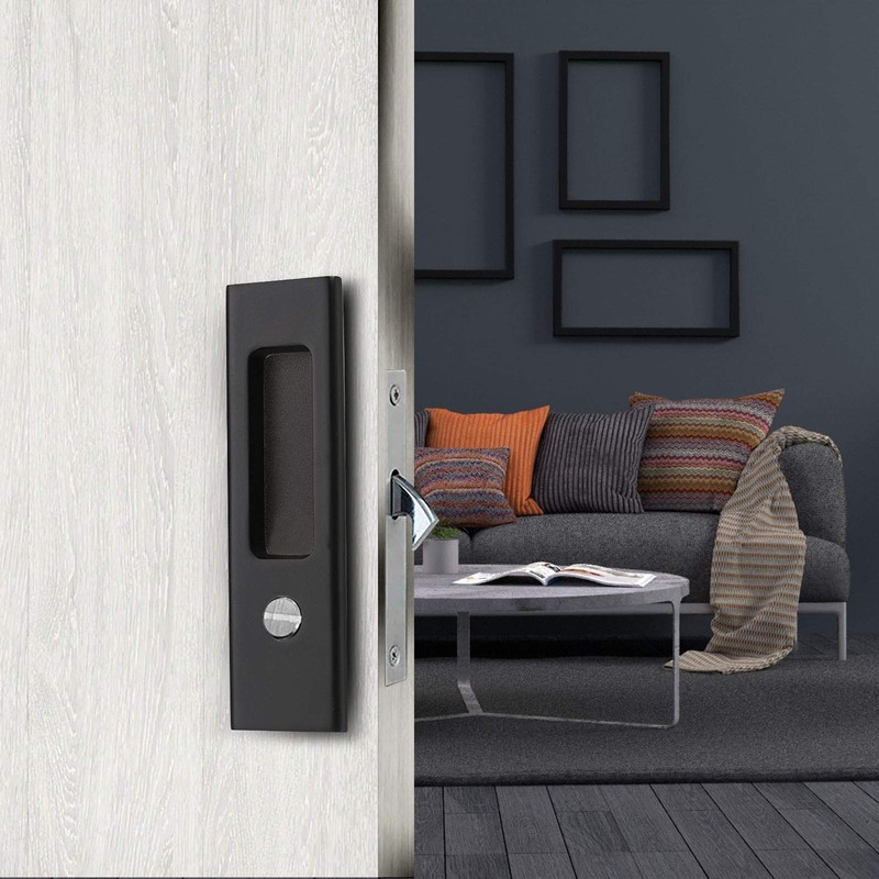 NCL Sliding Door Handle for Bath, Black Barn Door Flush