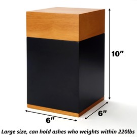 Nyutu Urn for Ashes Adult Male, 6x6x10 Inches Large Solid Wooden Urns for Human Ashes, Decorative Funeral Wood Cremation Urns for Man/Dad/Father/Mom/Female