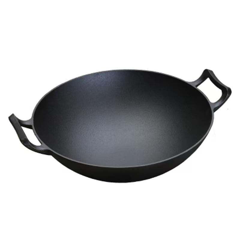 Firequasar Cast Iron Wok (Wok with Lid 12 inch)