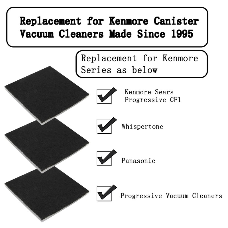 4 Pack CF-1 Foam Filters Compatible with Kenmore Sears Progressive,