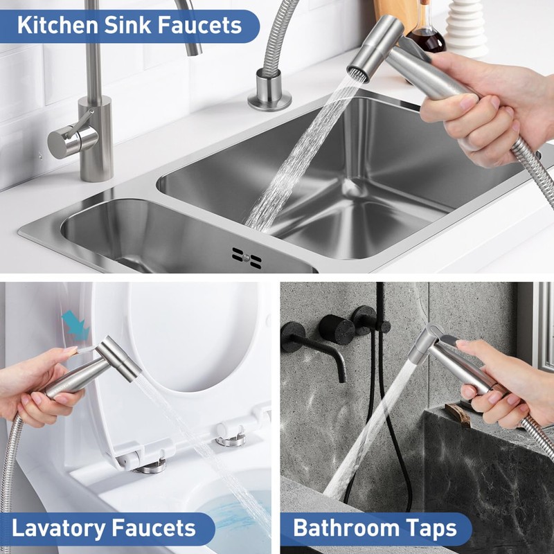 Operitacx Sink Sprayer with Hose, Universal Pull Out 304 Stainless