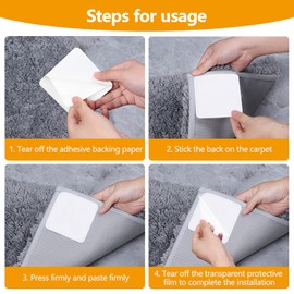 Pack of 12 Carpet Non-Slip Underlay Non-Slip Carpet Non-Slip Pads Vacuum Non-Slip Mat Carpet Stopper Washable Reusable for Kitchen, Balcony (10 x 10 cm)