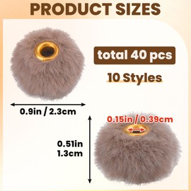Isslly 40pcs Colorful Soft Fluffy Beads, 0.23in Faux Fur Pom Pom Beads, Fuzzy Spacer for Pens Earrings Keychains Hair Accessories Bag DIY Crafts- 10 Colors
