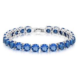 Simulated Sapphire Tennis Bracelet Eternity 7mm Round Cut 7 inch