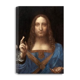 DECORARTS - Portrait Of Christ in Salvator Mundi by Leonardo Da Vinci. Giclee Prints on Acid Free Cotton Canvas, Stretched Canvas Wall Art. 12x18 in