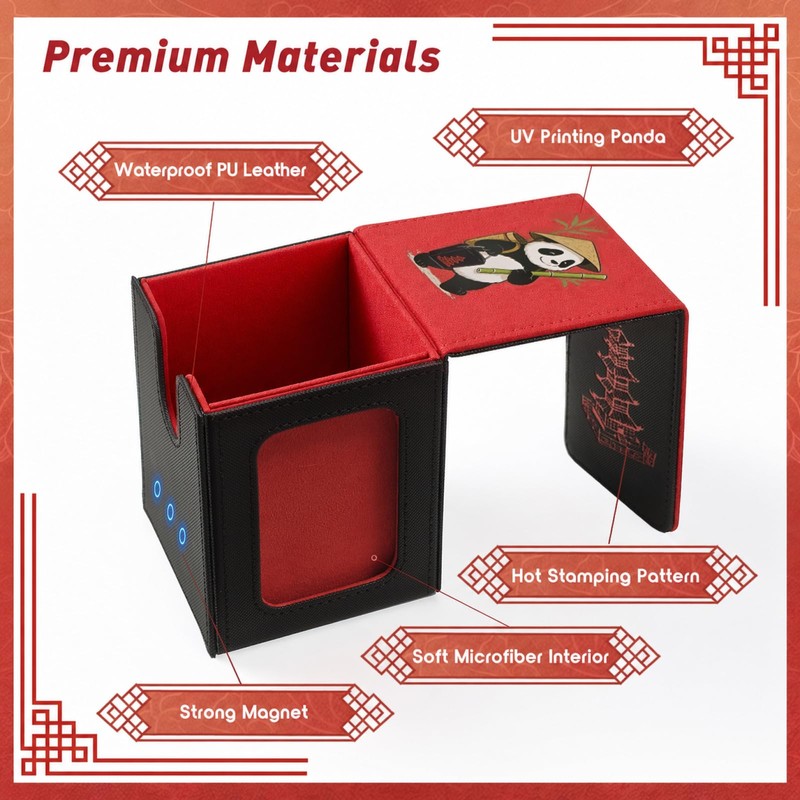 Chinese Takeout Deck Box Fits 35+ Toploader (Black and Red)