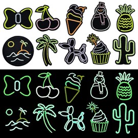Attuslla 10 Pieces Glow in the Dark Iron On Patches Snowman Ice Cream Ice Cream Style for Jeans, Clothes, Jackets, Backpacks, Hats, DIY Accessories