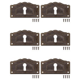 FUXXER® 6 x Antique Key Signs, Lock Rosettes, Vintage Brass, 63 x 34 mm