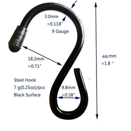 Crhexpva Black Small Metal S Hooks Metal Thin s Hook 1.8 inch,Wire S Hooks Hanger Set of 20 Heavy Duty S-Shaped Hooks for Outdoor Hanging Plants, Clothes, Kitchenware