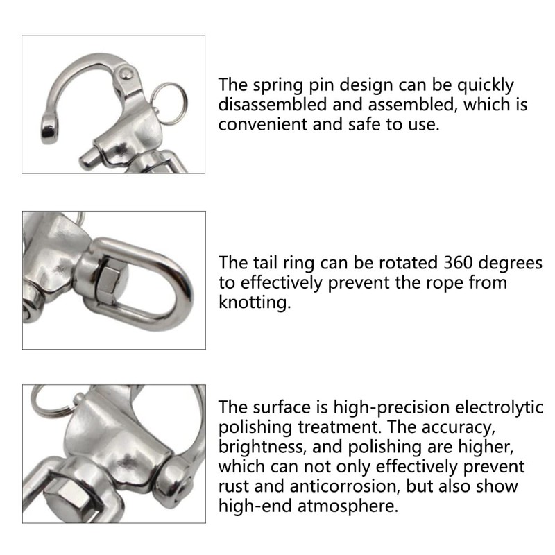 Small Snap Hooks, Pack of 2 Stainless Steel Quick Release