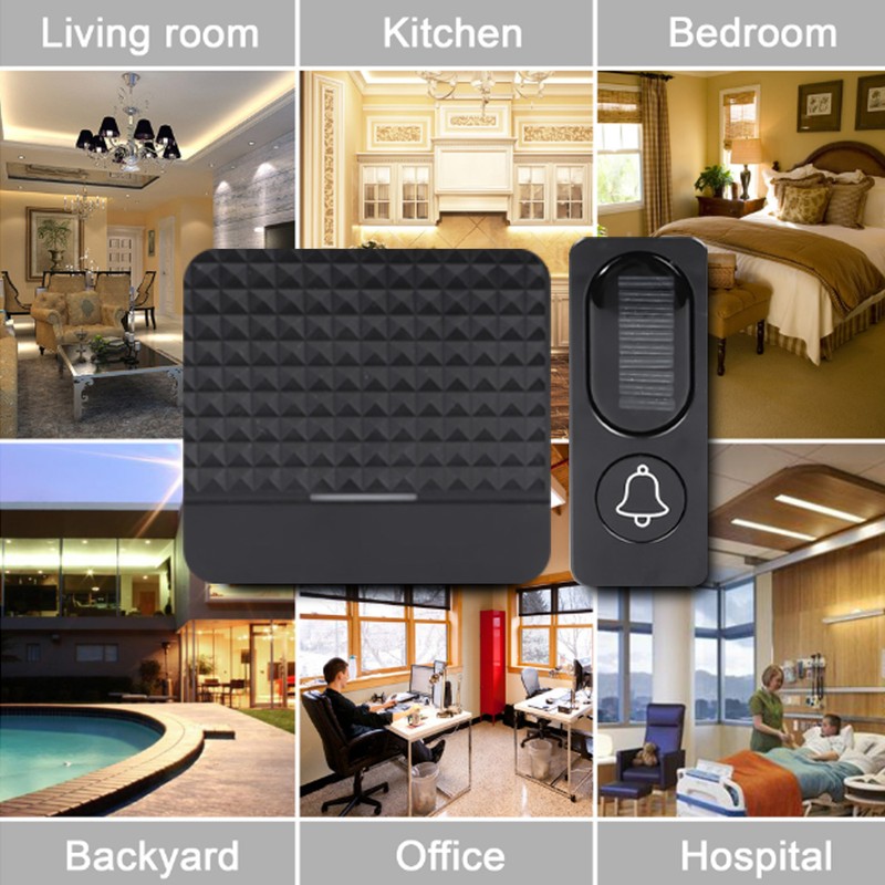 Wireless Doorbell Kit 52 Melodies Solar Self Generating Long Range
