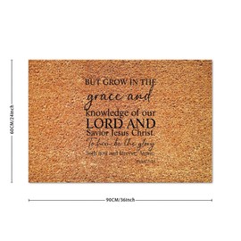 DecStic But Grow in The Grace and Knowledge of Our Lord Coir Doormat Door Mat Inspirational Quotes Funny Weather Resistant Non Slip Mat for Front Outdoor Indoor Home Entrance 24x36in