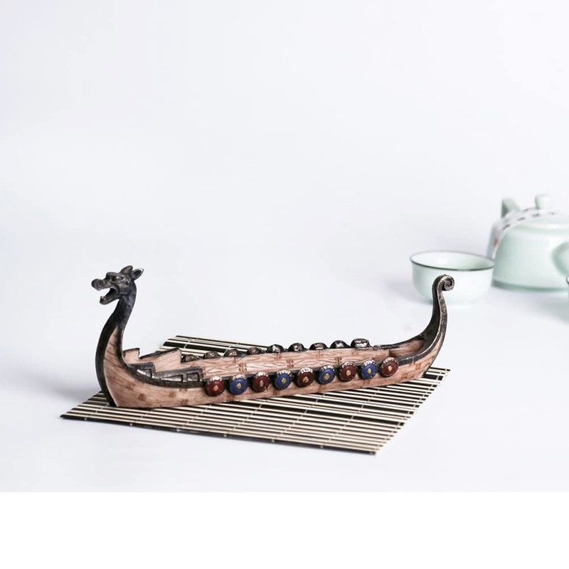 Viking Ships Incense Holder, Retro Ships Ornament for Home Decor,