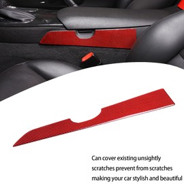 Lcojicep Driver's Side Armrest Panel Cover Trim Compatible with Corvette C6 Z06 ZR1 2005-2013, Real Soft Carbon Fiber Gear Shift Side Panel Sticker Interior Accessories（Red）