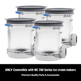 Pints and Lids for Ninja Swirl by Creami NC700 Series Creami Deluxe Ice Cream Makers, BPA-Free & Dishwasher Safe, Gray Lids, 4 Pack, 16OZ Ice Cream Storage Containers Clear Cups (Clear-Gray 4 Pack)