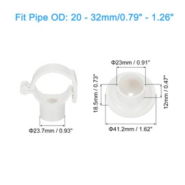uxcell 12Pcs PVC Pipe Clamps with Base, Fit for 20-32mm OD Tubing, Adjusted Plastic Pipe Hanger Clamp Water Pipe Support for Pipe Connection, White
