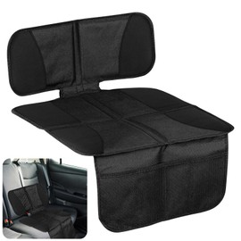 Duronge Child Seat Pad, Black Car Seat Protector, 88 x 47cm Non-slip Car Seat Protector, Car Seat Protector Child Seat with Mesh Pockets, ISOFIX Seat Protector Car Child Seat