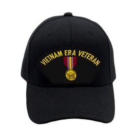 PATCHTOWN National Defense Service Medal - Vietnam Era Hat/Ballcap Adjustable One Size Fits Most (Black, Add American Flag)