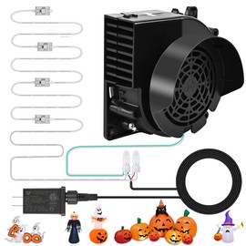 Satisfactorily Air Blower Fan for Inflatables, 12V 1.5A Replacement Fan Blower with 4 LED Light for 4-10FT Yard Inflatable Decorations for Halloween Christmas Holiday Outdoor (1.5A White light)