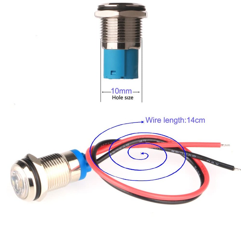 Gebildet 5pcs White AC/DC 12-24V Energy-Saving LED Metal Indicator Light