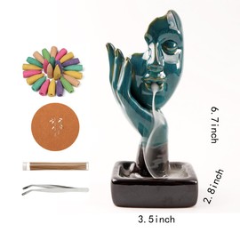 Zedazoom Thinking Statue Backflow Incense Holder Waterfall Burner, with 30 Incense Sticks,20 Backflow Incense Cones,1 Mat,1 Tweezers,1 Thinking Statues Aromatherapy Ornamental for Home Office Yoga…