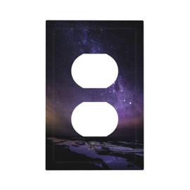 Wpshijia Outlet Covers Purple Starry Sky Nightscape Wilderness 1 Gang Duplex Light Switch Cover Plate Decorative Wall Plates Electrical Switchplate Receptacle Cover for Bathroom Home Decor