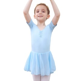 Tancefair Ragazza Vestito da Balletto Body Danza Tutu da Balletto Leotard Vestito Ginnastica Manica/Lunga Corta Ballet Outfit con Chiffon Gonna