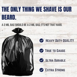 Plasticplace 55-60 gallon Trash Bags │ 2.0 Mil │ Black Heavy Duty Garbage Can Liners │ 36” x 58” (100Count) (W55LDBX2)